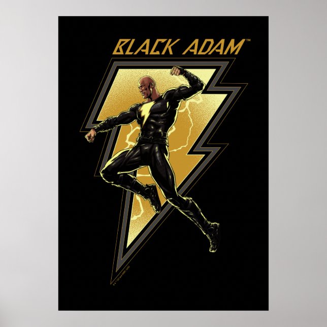 Black Adam Lightning Bolt Character Illustration Poster (Front)