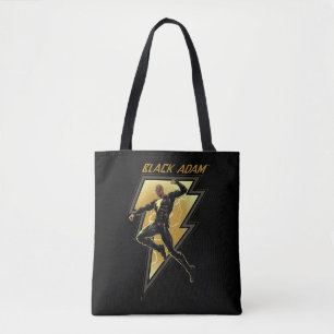 Black Adam Lightning Bolt Character Illustration Tote Bag
