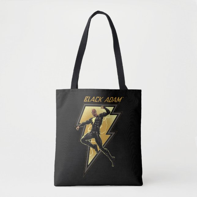Black Adam Lightning Bolt Character Illustration Tote Bag (Front)