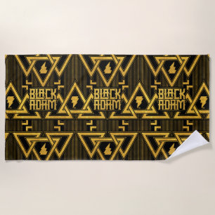 Black Adam Lightning Bolt Triangular Pattern Beach Towel