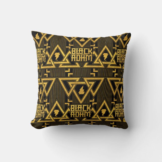 Black Adam Lightning Bolt Triangular Pattern Cushion (Front)
