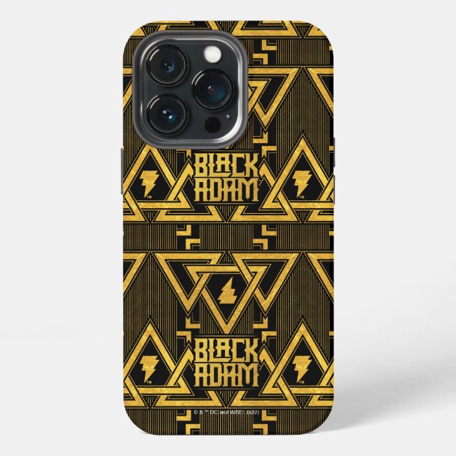 Black Adam Lightning Bolt Triangular Pattern iPhone Case (Back)