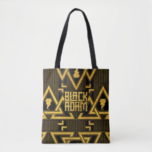 Black Adam Lightning Bolt Triangular Pattern Tote Bag