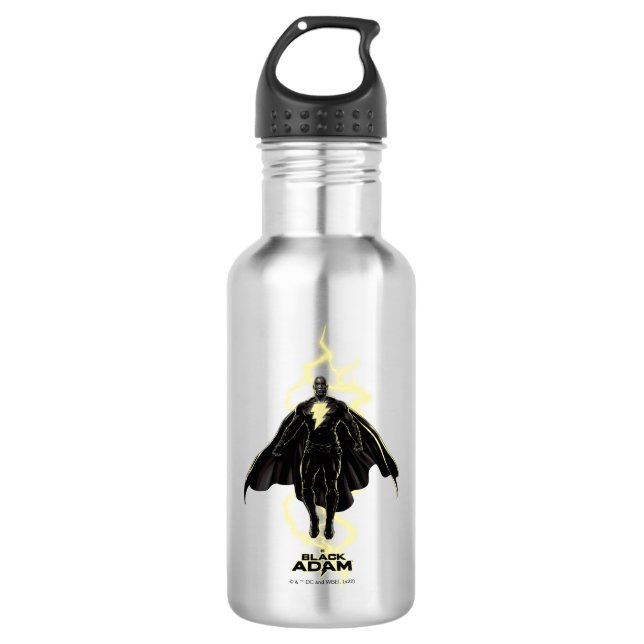 Black Adam Lightning Silhouette Graphic 532 Ml Water Bottle (Front)