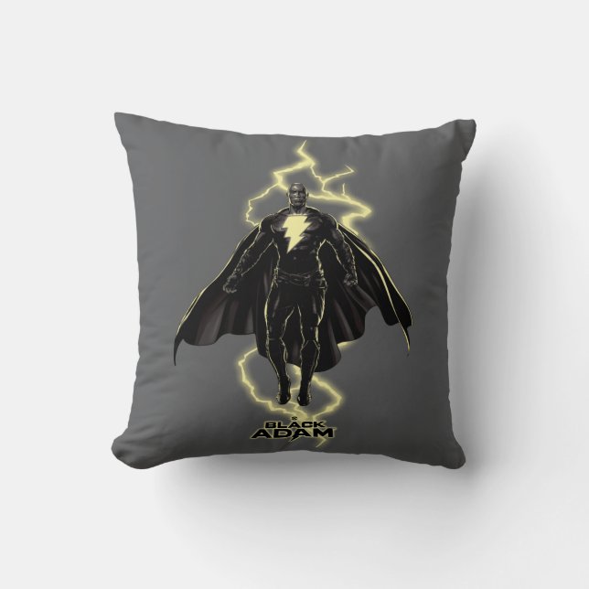 Black Adam Lightning Silhouette Graphic Cushion (Front)
