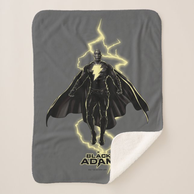 Black Adam Lightning Silhouette Graphic Sherpa Blanket (Front)
