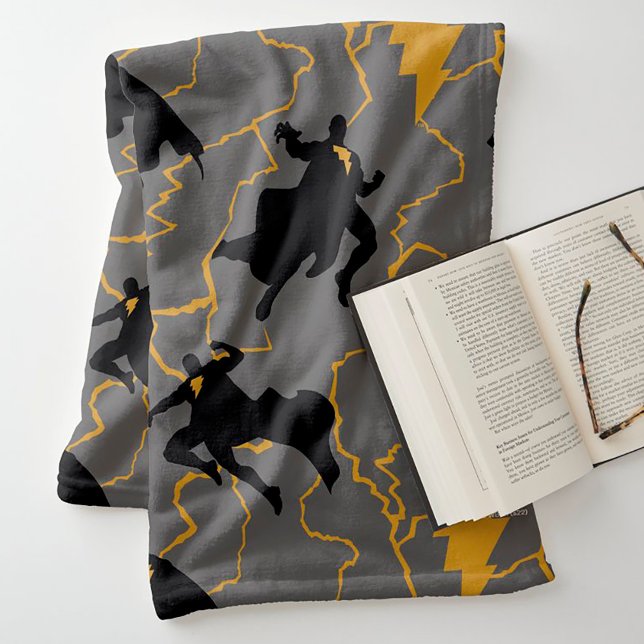 Black Adam Lightning Silhouette Pattern Fleece Blanket (Creator Uploaded)