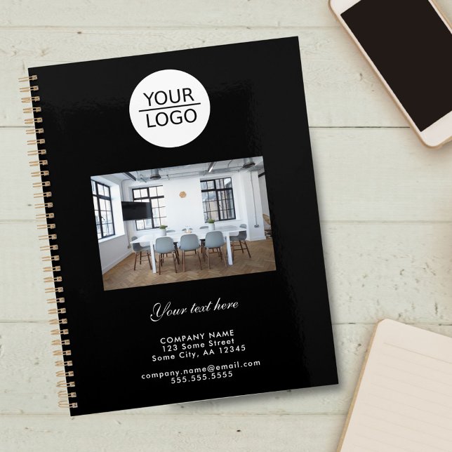 Black Add Logo Custom Text Photo Office Business Planner (Creator Uploaded)