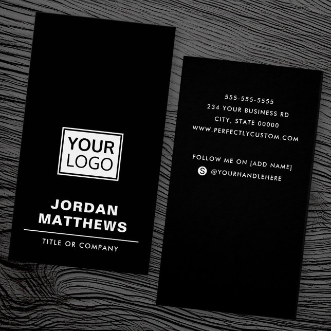 Black add logo social media vertical business card (Black add logo social media vertical business card)