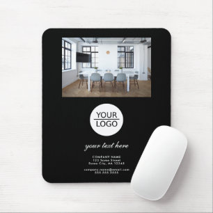 Black Add your Logo Custom Text Promotion Photo Mouse Pad