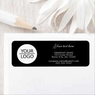 Black Add your Logo Custom Text Return Address Label