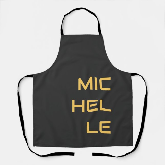 Black Add Your Name Modern Plain Apron (Front)