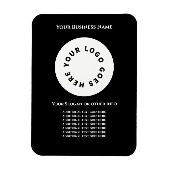 Black add your own text and logo magnet (Vertical)