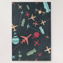 Black Aeroplane and Aviation Pattern