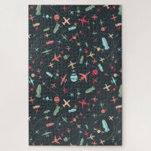 Black Aeroplane and Aviation Pattern