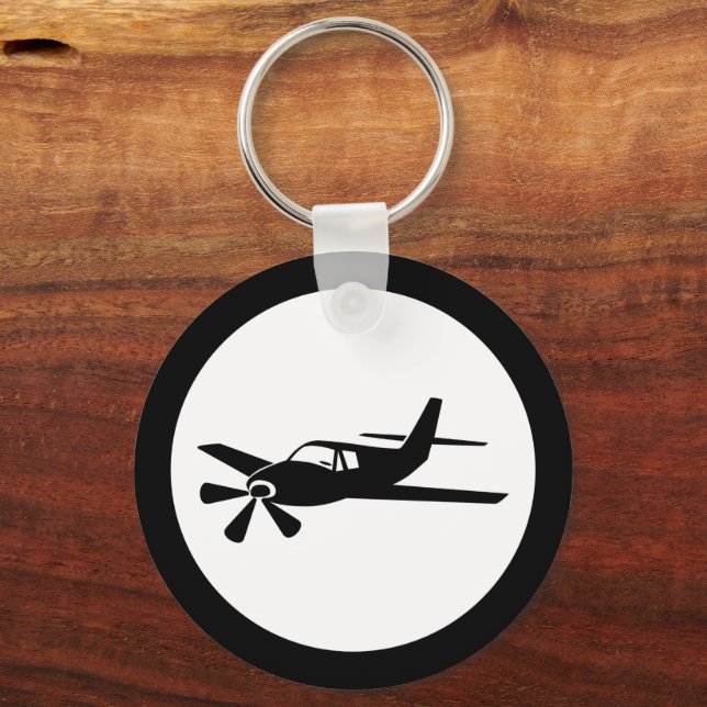 Black Aeroplane Designer Keychain (Back)
