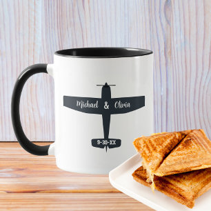 Black Aeroplane Personalised Wedding Favour Gift Mug