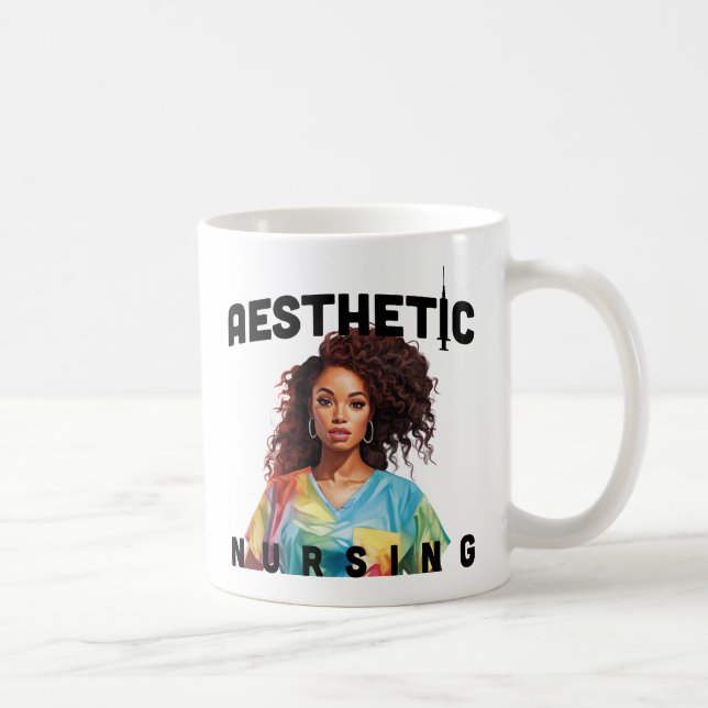 black aesthetic nurse personalised name rn gift coffee mug (Right)