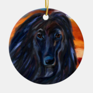 Black Afghan Hound Ceramic Ornament