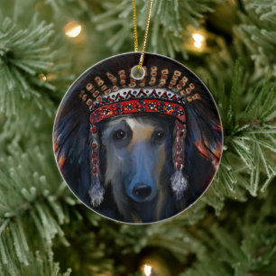 Black Afghan Hound Ceramic Ornament