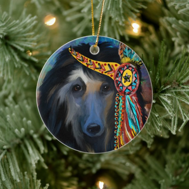 Black Afghan Hound   Ceramic Ornament (Tree)