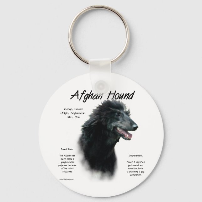 Black Afghan Hound History  Key Ring (Front)