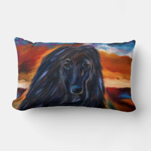 Black Afghan Hound Lumbar Cushion