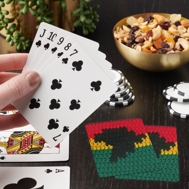 Black Africa Map Red Gold Green Crochet Print Playing Cards (In Situ)