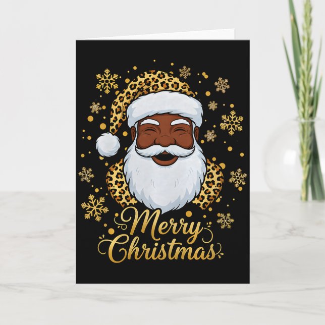 Black African Afro American Santa Claus Christmas  Card (Front)