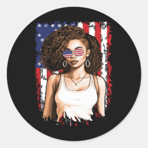 Black African American 4th Of July Flag Patriotic Classic Round Sticker