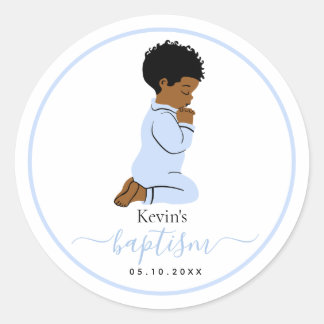 Black African American Baby Boy Baptism Sticker