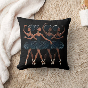 Black African American Ballerina Ballet Dance Girl Cushion