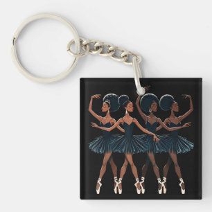 Black African American Ballerina Ballet Dance Girl Key Ring