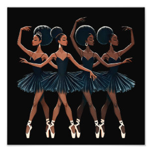 Black African American Ballerina Ballet Dance Girl Photo Print