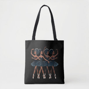 Black African American Ballerina Ballet Dance Girl Tote Bag