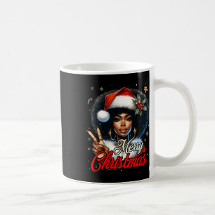 Black African American Christmas Girl Melanin Sant Coffee Mug