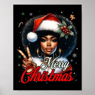Black African American Christmas Girl Melanin Sant Poster