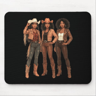 Black African American Country Western Cowgirl Cow Mouse Pad