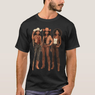 Black African American Country Western Cowgirl Cow T-Shirt