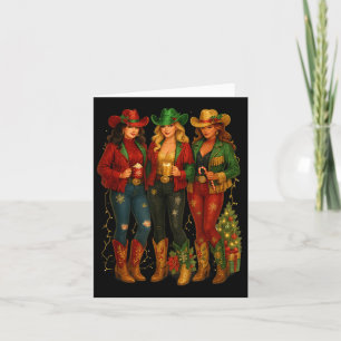 Black African American Cowgirl Western Christmas T Card