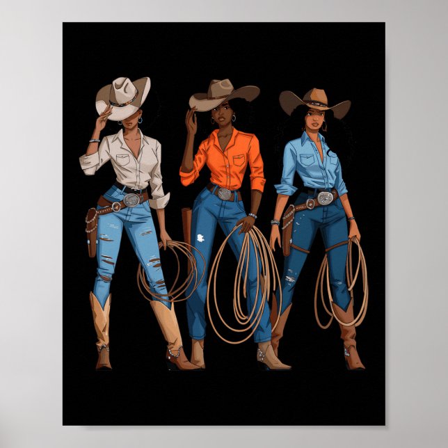 Black African American Cowgirl Western Country Rod Poster (Front)