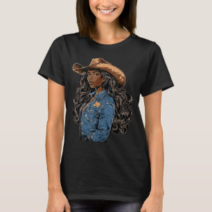 Black African American Cowgirl Western Country T-Shirt