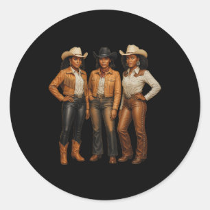 Black African American Cowgirl Western Country Tex Classic Round Sticker
