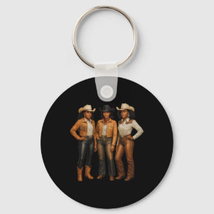Black African American Cowgirl Western Country Tex Key Ring