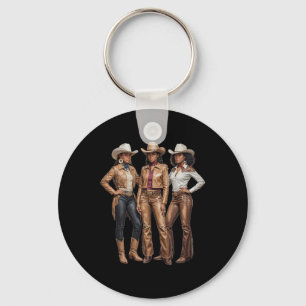 Black African American Cowgirl Western Country Tex Key Ring