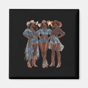 Black African American Cowgirl Western Country Tex Magnet