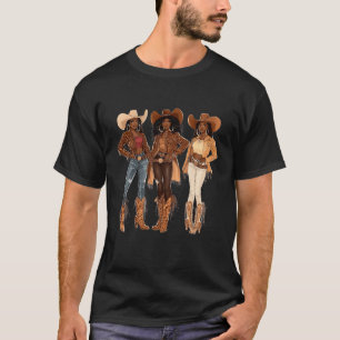 Black African American Cowgirl Western Country Tex T-Shirt
