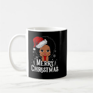 Black African American Girl Santa Hat Christmas Me Coffee Mug