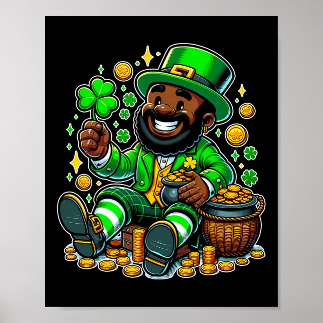 Black African American Leprechaun Saint Patrick's  Poster (Front)