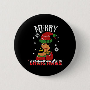 Black African American Merry Christmas Melanin Wom 6 Cm Round Badge